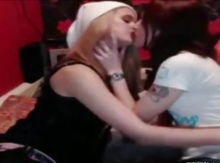 lésbicas, beijando, webcam