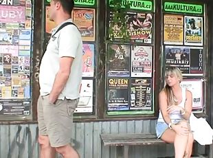Amateur couple meet in public place and fuck hardcore