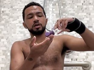 Fun masturbating in the gym shower on my birthday
