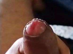 Precum from a very hairy uncut curved cock