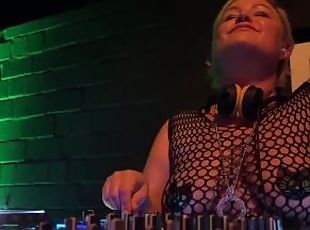 Kinky DJ performance in BDSM club with Plug in ass
