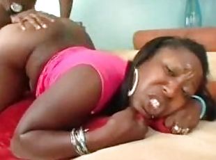 Big-assed ebony bitch gets her snatch fucked every which way