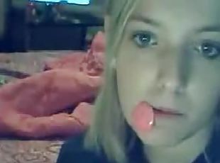 Teen displays braces and shaved pussy