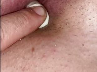 Fucking string cheese deep into her pussy!!