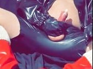 Rubber boots, rubber gear and condom