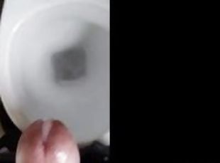 Cumshot at Work in the Toilets and making a mess