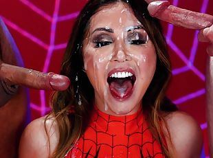 Amazing Asian beauty ends supreme MMF covered in warm jizz