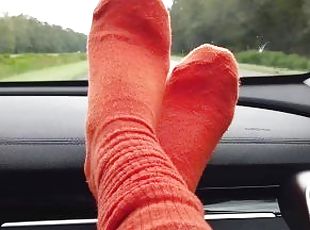 Orange Socks in the SUV