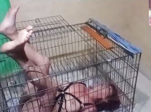 Bastinated In The Cage To Submissive Moranguinho