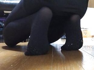 asiático, meia-calça, amador, brinquedo, japonesa, preto, fetiche, sozinho