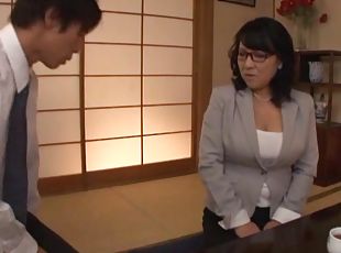 Chubby mature Japanese Emiko Ejima blows and gets fucked