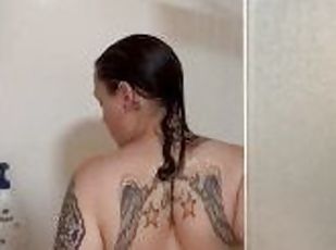BBW cuckold MILF showers for stepson