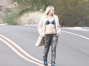 Wild Blonde Gets Fully Nude in Public