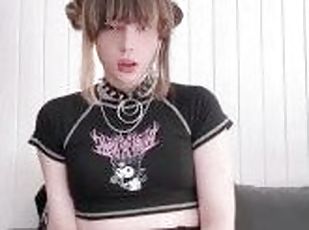 Alt scandinavian Transgirl with playing with 7 inch cock