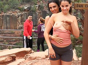 Awesome outdoor lesbian action with lascivious shameless Saraya