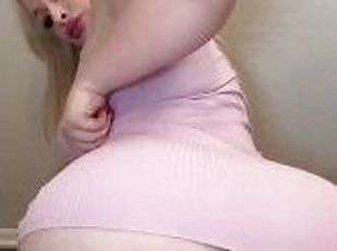 transgender blonde shows tight pink ass pussy