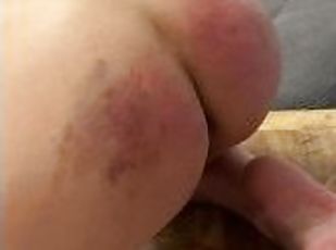 the day after the spanking, another hard spanking on the sore butt