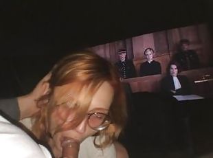 Teen exhibitionist couple had Public Sex in Cinema