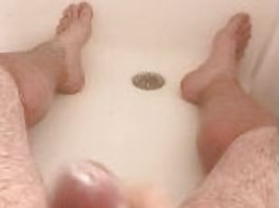 bañando, masturbación, amateur, chorro-de-corrida, polla-enorme, juguete, primera-persona, corrida, ducha, a-solas