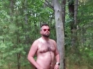 masturbación, al-aire-libre, gay, musculada, bosque, calientapollas