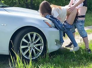 Sucking Dick Outdoors On The Side Road And Got Fucked Outdoors On The Car Hood 8 Min