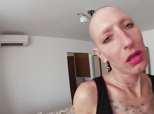 Amateur Bondage: Tied up nylon slut gets her ass fucked and jerked off