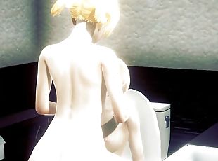 Yaoi Femboy - Futanari Fucking in public toilet Full
