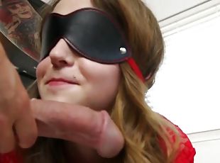 Blindfolded 18 year old slut alex mae got her face fucked