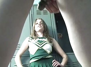 avsugning, tonåring, hardcore, avrunkning, par, naturlig, cheerleader, busig, uniform, mini-kjol