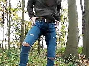 amaterski, homo, jeans, šuma