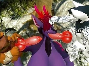 Two Buff Furrys Fuck A Thicc Dragon  VR