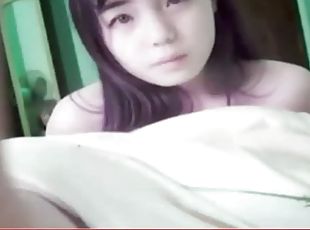 asiático, adolescente, webcam, engraçado, sozinho