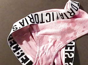 Cum on pink VS panties 