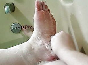 fürdőkádban, feleség, amatőr, tinilány, házilag-készített, nagytestű, láb, csinos, fétis, zuhanyozás