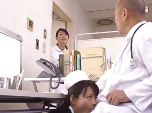 asiatisk, sykepleier, offentlig, eldre, blowjob, hardcore, japansk, par, uniform