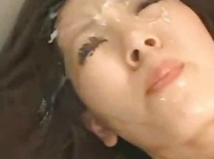 Japanese whore enjoys getting fucked and facialed in a gangbang