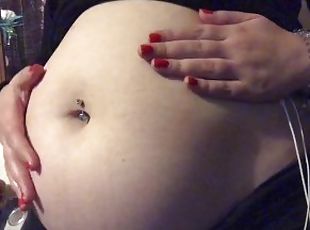 Swollen Belly Girl's Big Noisy Belly