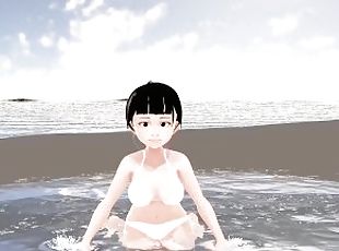 ázsiai, anime, hentai, bikini, fehér