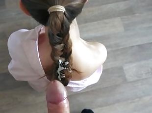 A submissive girl gets a load of sperm on a thick braid. - Nice Foxy
