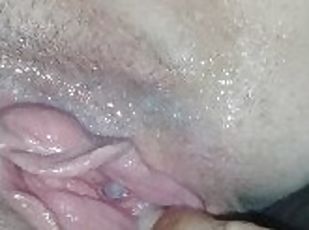 Aftermath of getting fucked while hubby just jacked his dick an listened