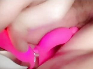 pawg plays with pretty pink pussy using pink rabbit dildo