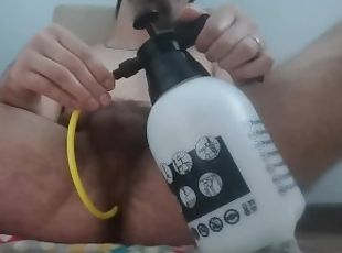 Cumming while experimenting with household items
