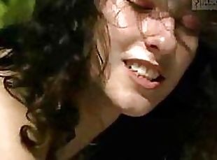 Feisty Brunette Sucking Cock and Getting Fucked Outdoors