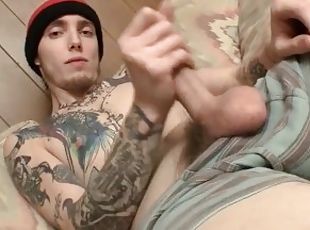 Tattooed straight thug Blinx masturbates dick solo and cums