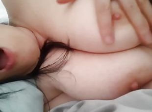 Big Tits Milf Playing with Nipples in Bed Horny and Tired
