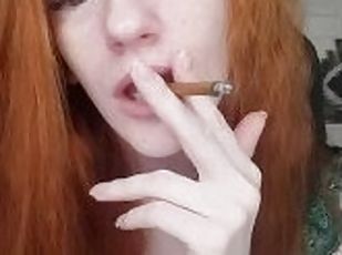 amateur, pareja, pelirroja, fetichista, a-solas, fumando
