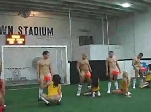 Hot Soccer Girls Get Naked and Have an Orgy