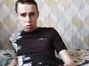 Young Russian Jerking Off in the Morning, Moaning and Intense Orgasm