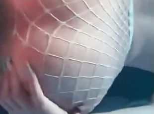 Slut fucked in white fishnets