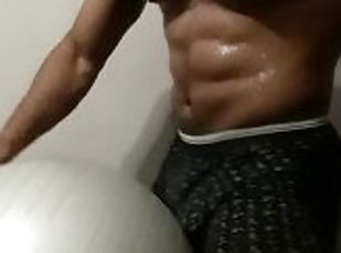Horny Muscular College Student Fucking Workout Ball Dry Humping - Cum Handsfree